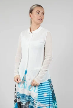 Rundholz Black Label Jackets^Button Through Jacket with Sheer Sleeves in Offwhite
