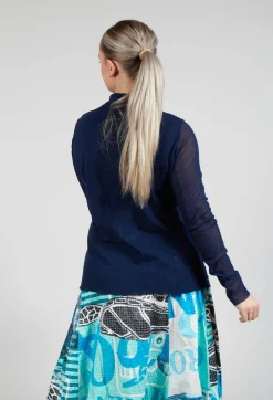 Rundholz Black Label Jackets^Button Through Jacket with Sheer Sleeves in Navy