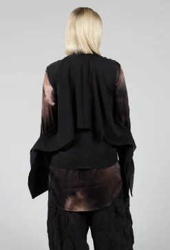 Caraclan Shirts & Blouses^Button Through Shirt with Cut Out Shoulders in Black