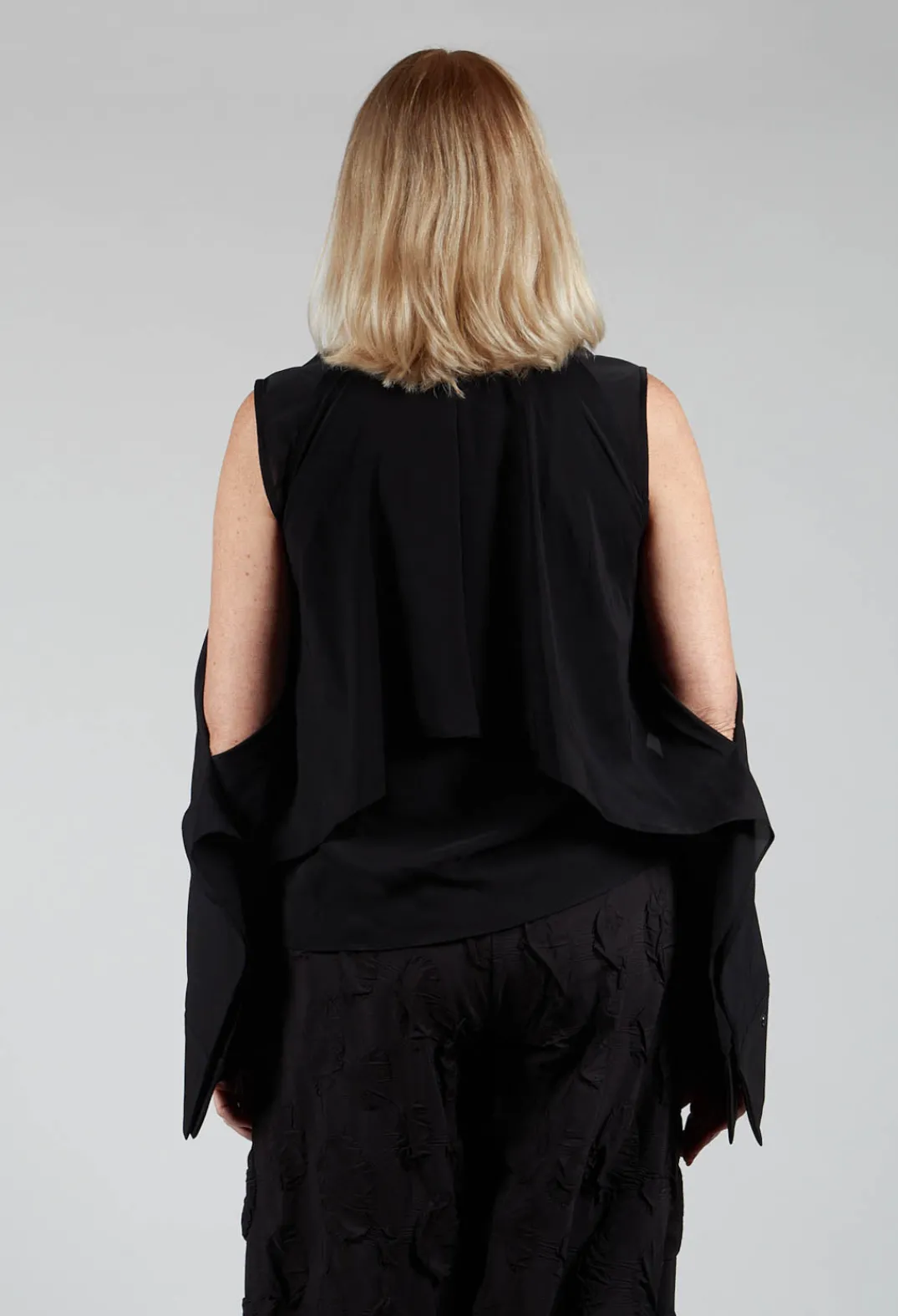 Caraclan Shirts & Blouses^Button Through Shirt with Cut Out Shoulders in Black