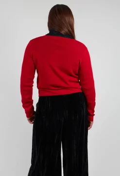 Mei Meij Cardigans^Button Up Cardigan in Red and Black