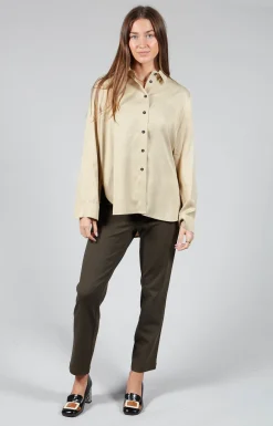 Sarah Pacini Tops^Button Up Shirt in Beige