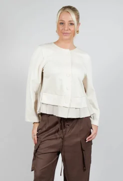 Mei Meij Jackets^Button Up Statement Jacket in Sandshell