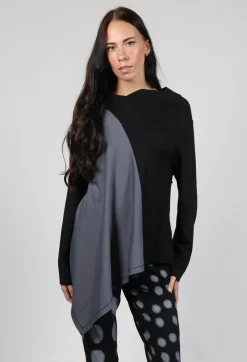 Xenia Design Shirts & Blouses^Cabi Top with Grey Panneling in Black and Grey