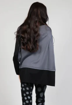 Xenia Design Shirts & Blouses^Cabi Top with Grey Panneling in Black and Grey