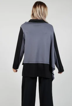 Xenia Design Shirts & Blouses^Cabi Top with Grey Panneling in Black and Grey