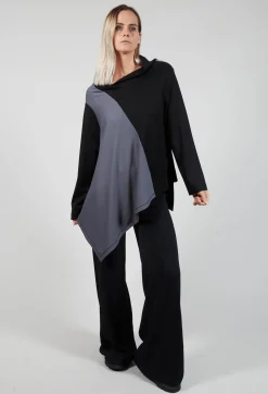 Xenia Design Shirts & Blouses^Cabi Top with Grey Panneling in Black and Grey