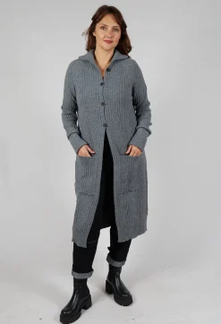 Sarah Pacini Cardigans^Cable Knit Long Cardigan in Steel Grey