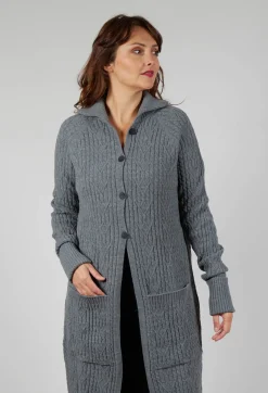 Sarah Pacini Cardigans^Cable Knit Long Cardigan in Steel Grey