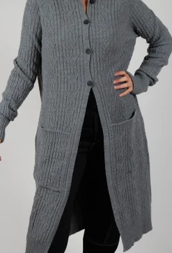 Sarah Pacini Cardigans^Cable Knit Long Cardigan in Steel Grey