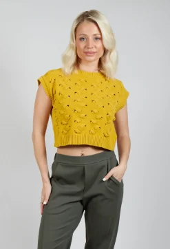 Sarah Pacini Jumpers^Cable Knit Sweater Vest in Yellow