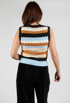 Rene Derhy Tops^Caillou Knitted Vest in Noir Multi Stripe