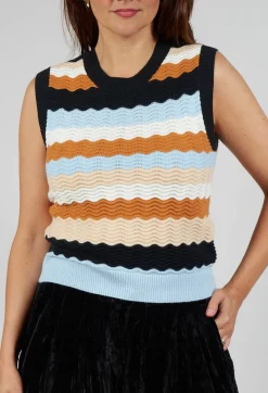Rene Derhy Tops^Caillou Knitted Vest in Noir Multi Stripe