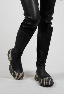 Lofina Boots^Calf Length Boots in Gasoline Nero