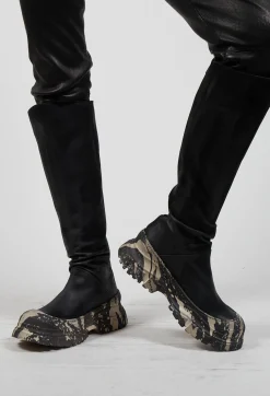 Lofina Boots^Calf Length Boots in Gasoline Nero