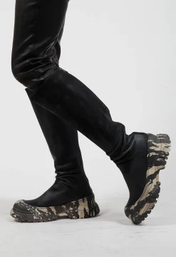 Lofina Boots^Calf Length Boots in Gasoline Nero