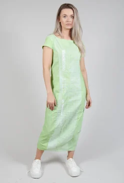 Rundholz Black Label Dresses^Capped Sleeve Slim Fit Dress in Placed Lime Print