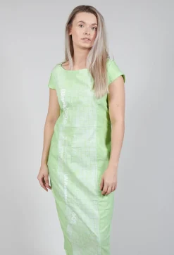 Rundholz Black Label Dresses^Capped Sleeve Slim Fit Dress in Placed Lime Print