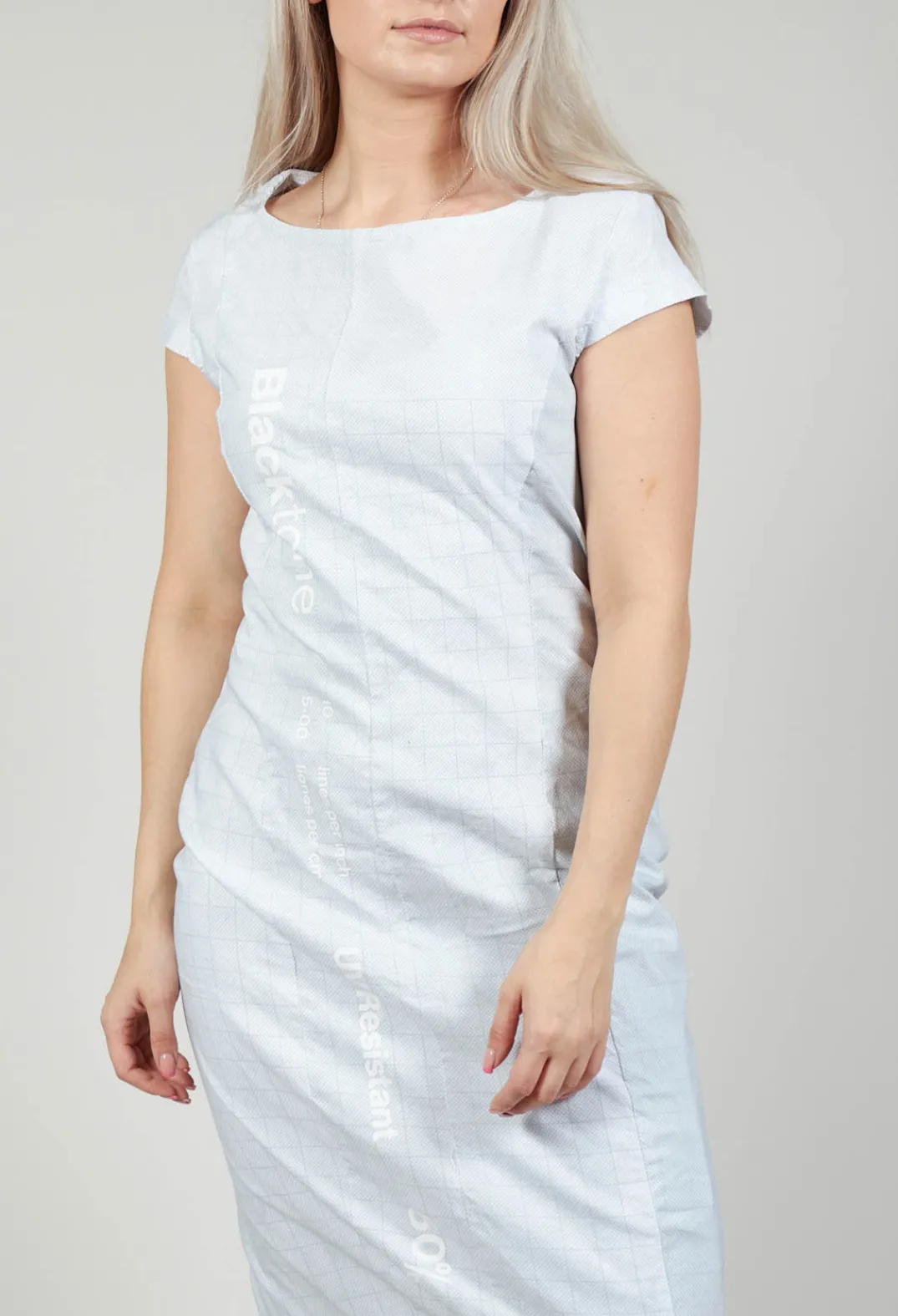 Rundholz Black Label Dresses^Capped Sleeve Slim Fit Dress in Placed Grey Print