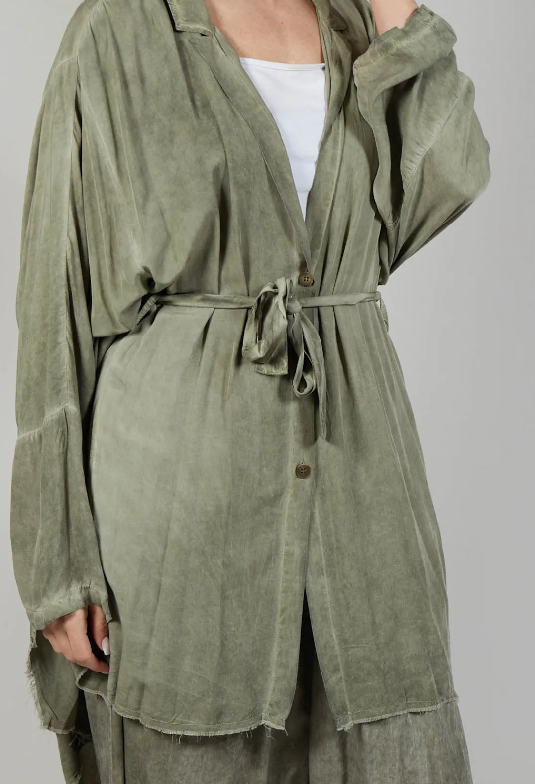 Sanctamuerte Cardigans^Cardigan in Viscosa Tinto Freddo Olive