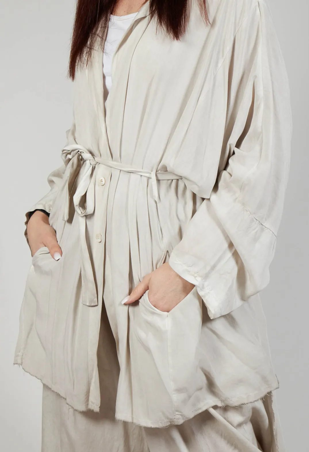 Sanctamuerte Cardigans^Cardigan in Viscosa Tinto Freddo Ivory