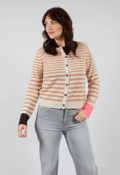 Sfizio Cardigans^Cardigan with Degrade Stripes in White Swan