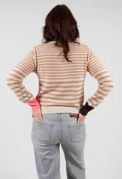 Sfizio Cardigans^Cardigan with Degrade Stripes in White Swan
