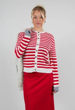 Sfizio Cardigans^Cardigan with Degrade Stripes in Urban Red
