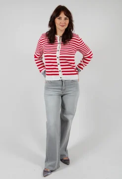 Sfizio Cardigans^Cardigan with Degrade Stripes in Urban Red