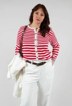 Sfizio Cardigans^Cardigan with Degrade Stripes in Urban Red