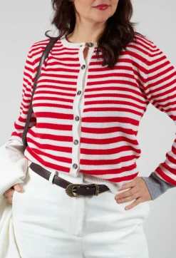 Sfizio Cardigans^Cardigan with Degrade Stripes in Urban Red