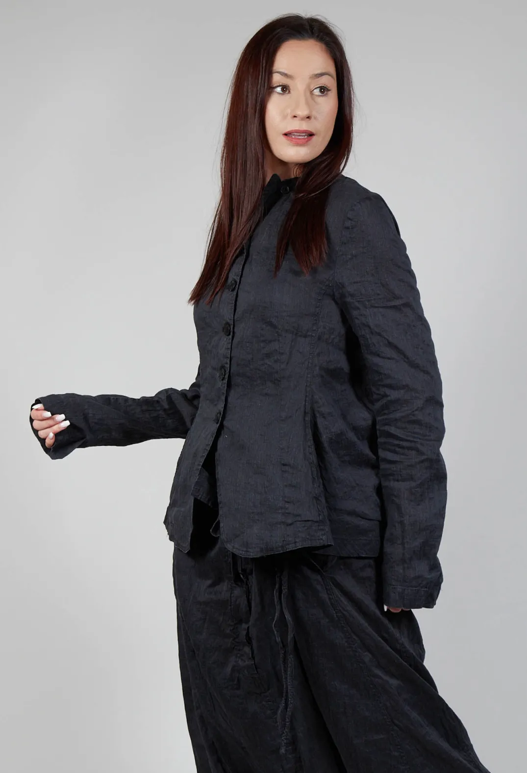Rundholz Mainline Jackets^Cascade Collar Jacket in Blk Melange