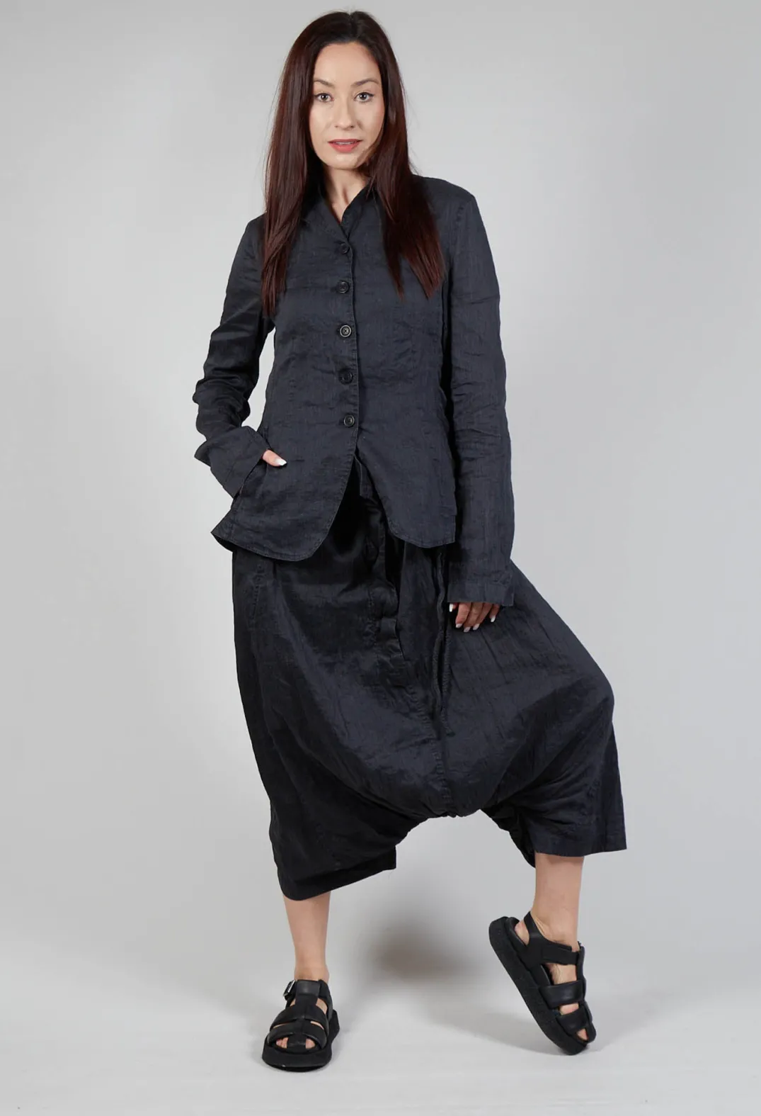 Rundholz Mainline Jackets^Cascade Collar Jacket in Blk Melange