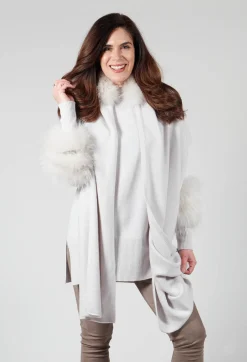 Dom Goor Knitwear|Jumpers^Cashmere Jumper with Fur Trim Sleeves in Fog