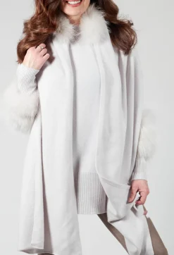 Dom Goor Knitwear|Jumpers^Cashmere Jumper with Fur Trim Sleeves in Fog