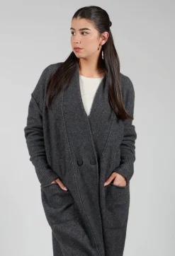Isabel Benenato Cardigans^Cashmere Long Length Cardigan in Graphite