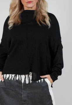 Rundholz Mainline Jumpers^Casual Drop Shoulder Knit in Black Sparkle