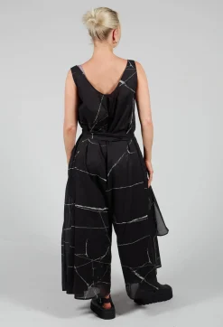 La Vaca Loca Jumpsuits^Ceila Printed Jumpsuit in Off Black Banner
