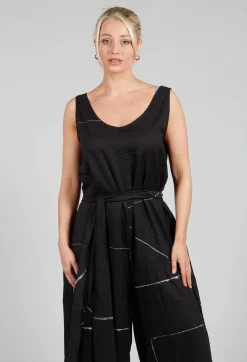 La Vaca Loca Jumpsuits^Ceila Printed Jumpsuit in Off Black Banner