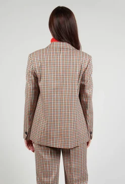 Beatrice B Jackets^Check Longline Jacket in Tortora Orange