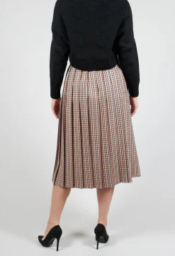 Beatrice B Skirts^Check Pleated Skirt in Tortora Orange