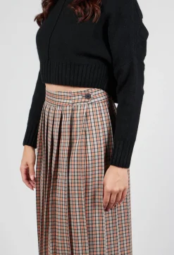 Beatrice B Skirts^Check Pleated Skirt in Tortora Orange
