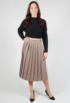 Beatrice B Skirts^Check Pleated Skirt in Tortora Orange