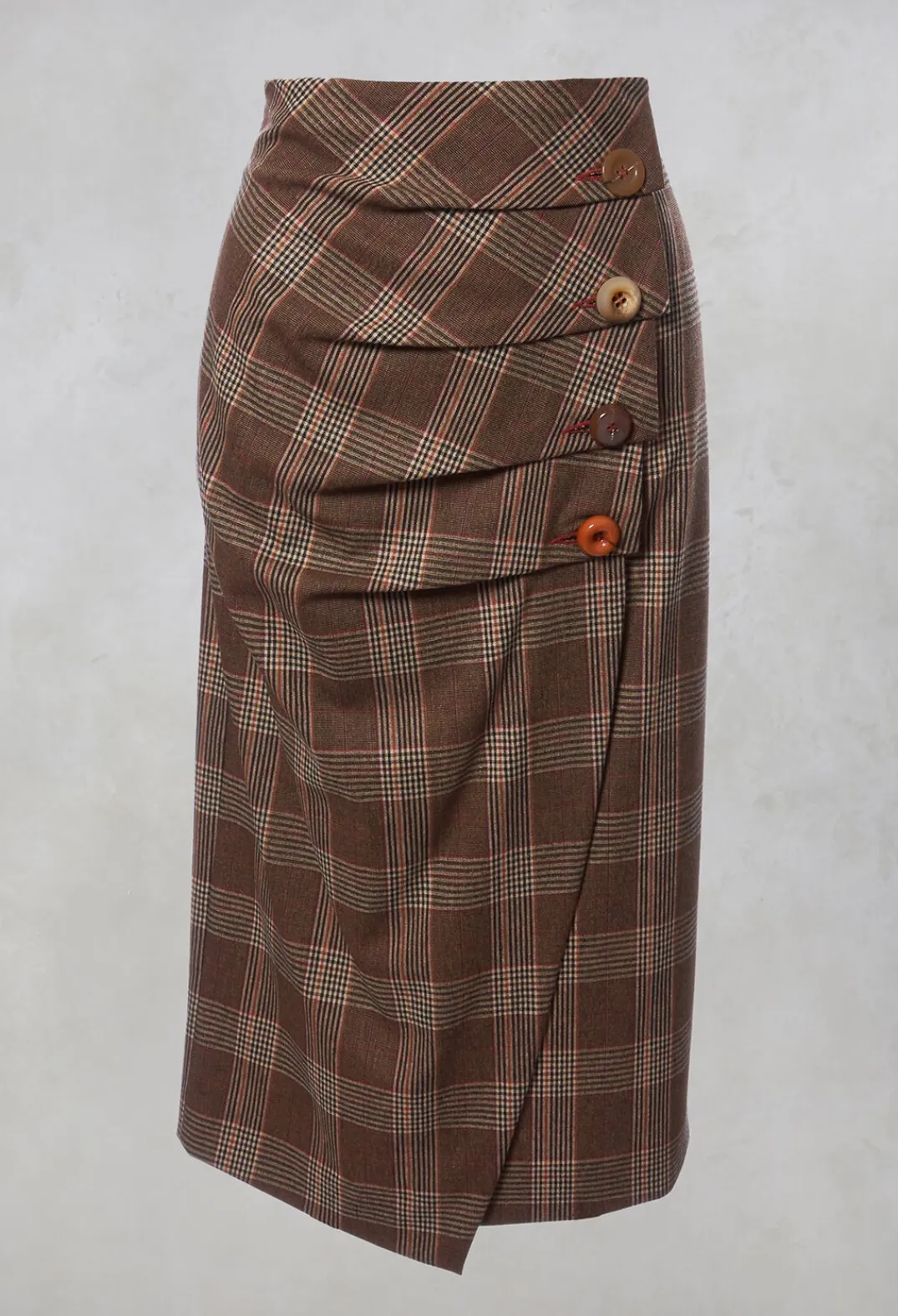 Maliparmi Skirts^Checked Midi Skirt in Galles Marrone