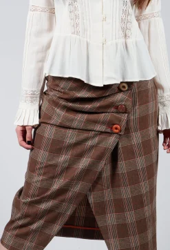 Maliparmi Skirts^Checked Midi Skirt in Galles Marrone