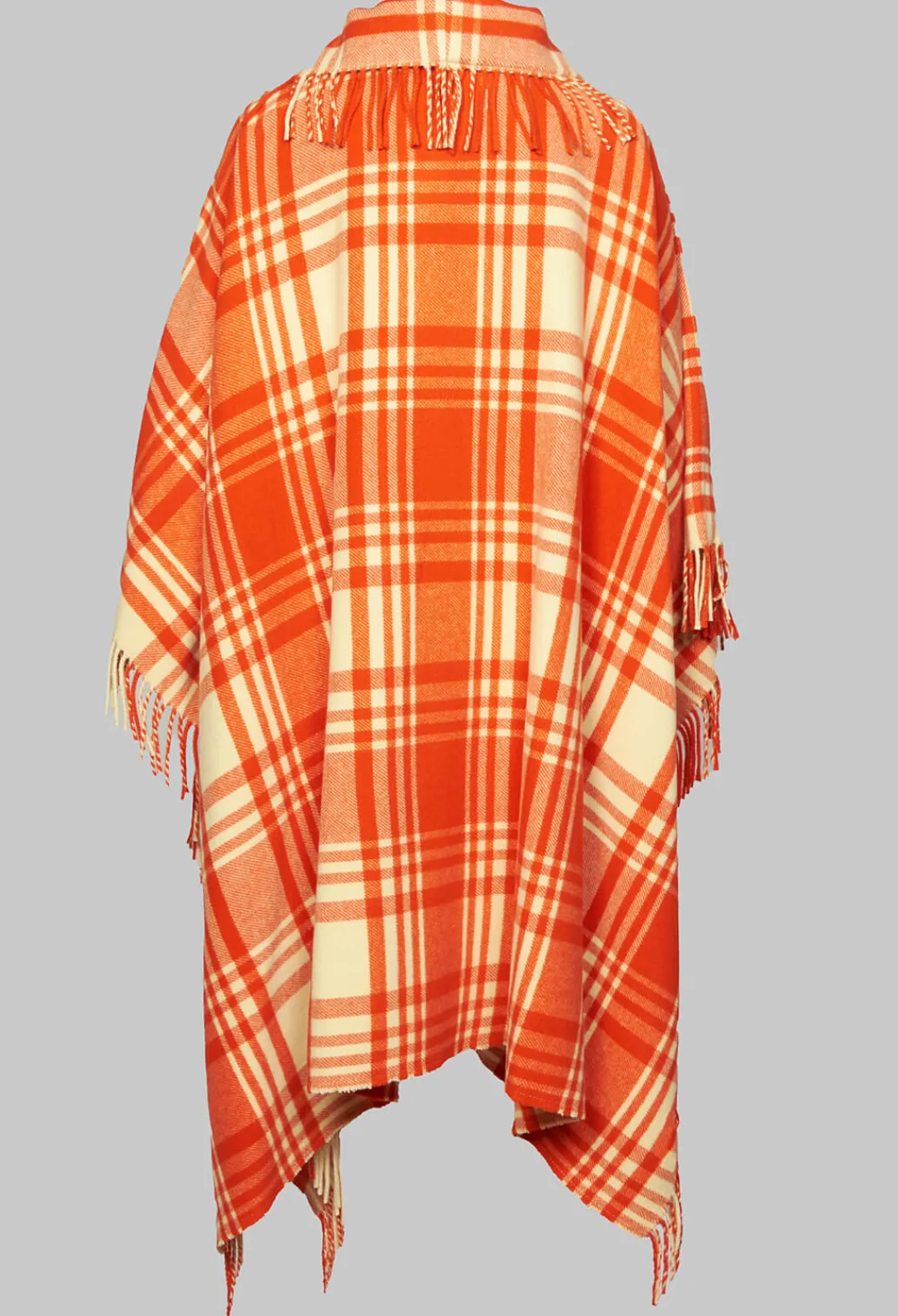Beatrice B Coats^Checkered Wool Cape in Red