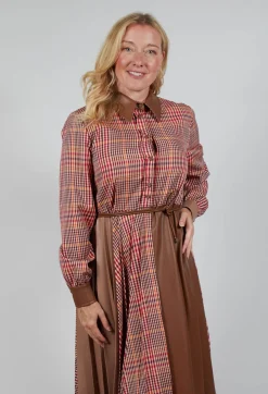 Sfizio Dresses^Chemisier Dress with Patchwork in Caramel