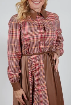 Sfizio Dresses^Chemisier Dress with Patchwork in Caramel