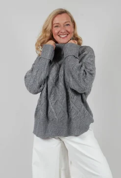 Dom Goor Jumpers^Chunky Cable Knit Jumper in Silver