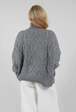 Dom Goor Jumpers^Chunky Cable Knit Jumper in Silver